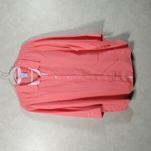 12532 Chico's peach no iron linen 3/4 sleeve blouse 4 20